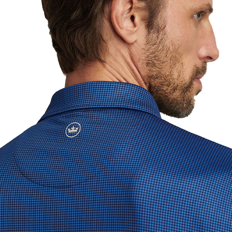 PETER MILLAR Gingham Men's Performance Jersey Polo (Navy) - Image 4