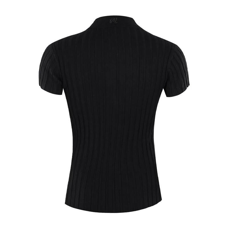 MALBON GOLF Elea Rib Women's Knit Polo (Black) - Image 2
