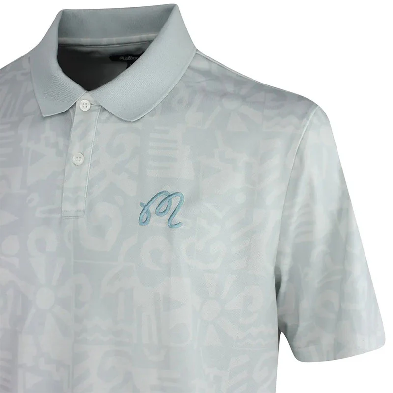 MALBON GOLF Mezzo Performance Men's Pique Polo (White) - Image 4