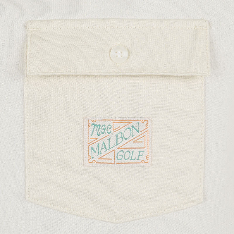 MALBON GOLF Jovis Solid Men's Polo (Ivory) - Image 4