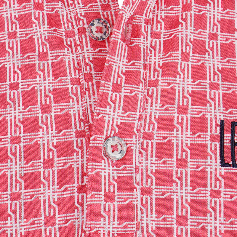 LE COQ SPORTIF GOLF Monogram Jacquard Men's Polo (Pink) - Image 3