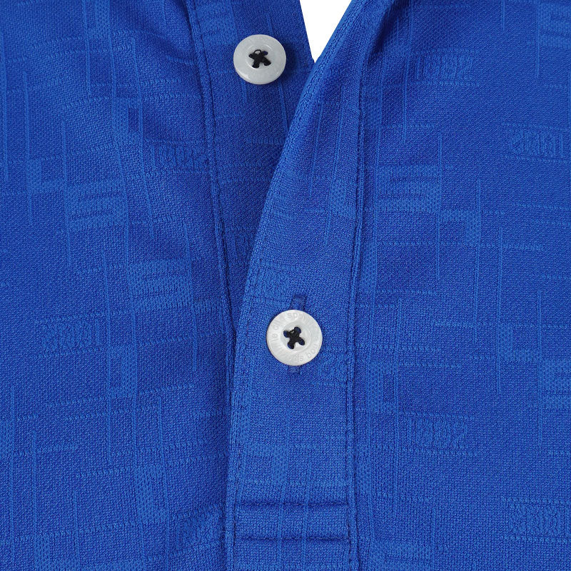 LE COQ SPORTIF GOLF Mondarian Graphic Jacquard Men's Polo (Blue) - Image 3