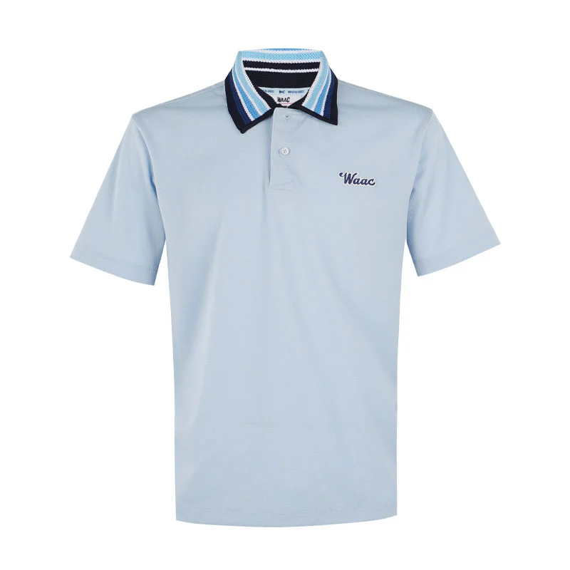WAAC Color Block Palm Tree Men's Polo (Light Blue)