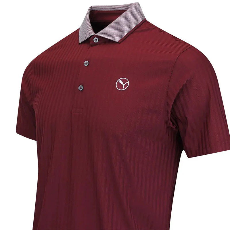 PUMA MATTR Stripe Jacquard Men's Polo (Ruby Shimmer) - Image 4