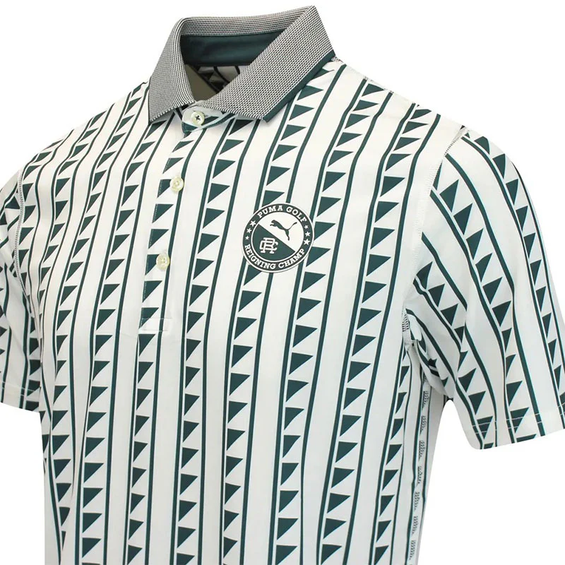 PUMA x REIGNING CHAMP MATTR Men's Polo (White/Green) - Image 4