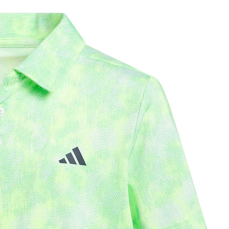 ADIDAS Performance Textured Print Boy's Polo (Lime) - Image 3