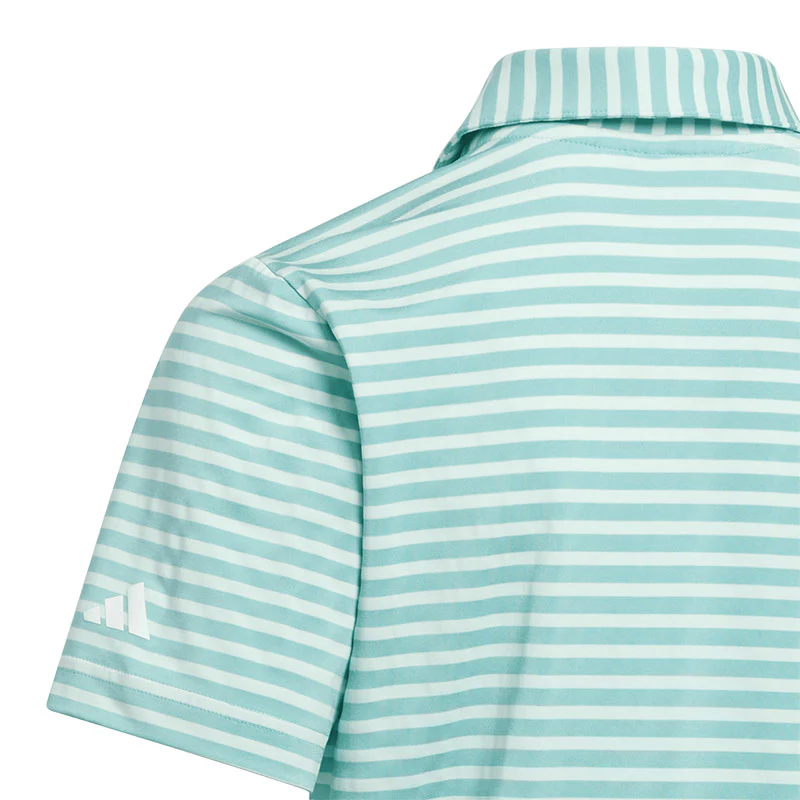 ADIDAS Performance Stripe Boy's Polo (Aqua) - Image 4