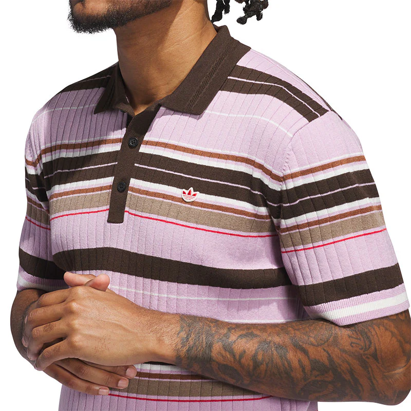 ADIDAS Originals Men's Knit Polo (Purple/Brown) - Image 3