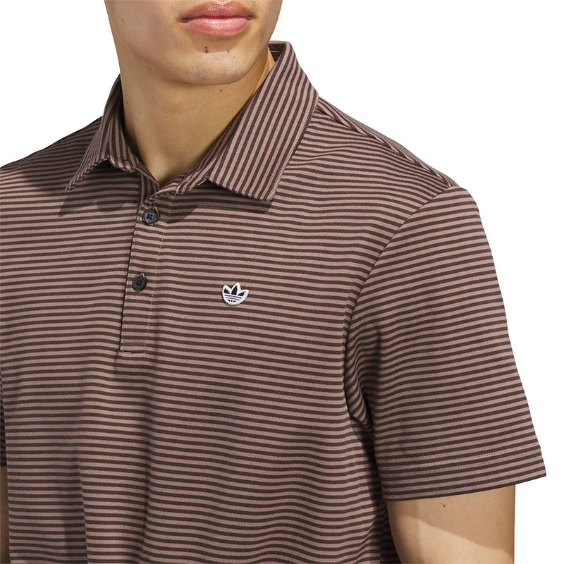 ADIDAS Originals Stripe Men's Pique Polo (Brown) - Image 3