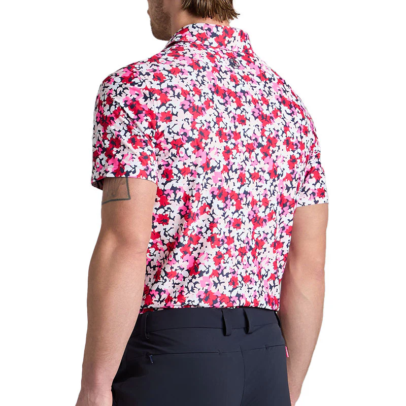 GFORE Camo Floral Tech Pique Men's Polo (Lava) - Image 2