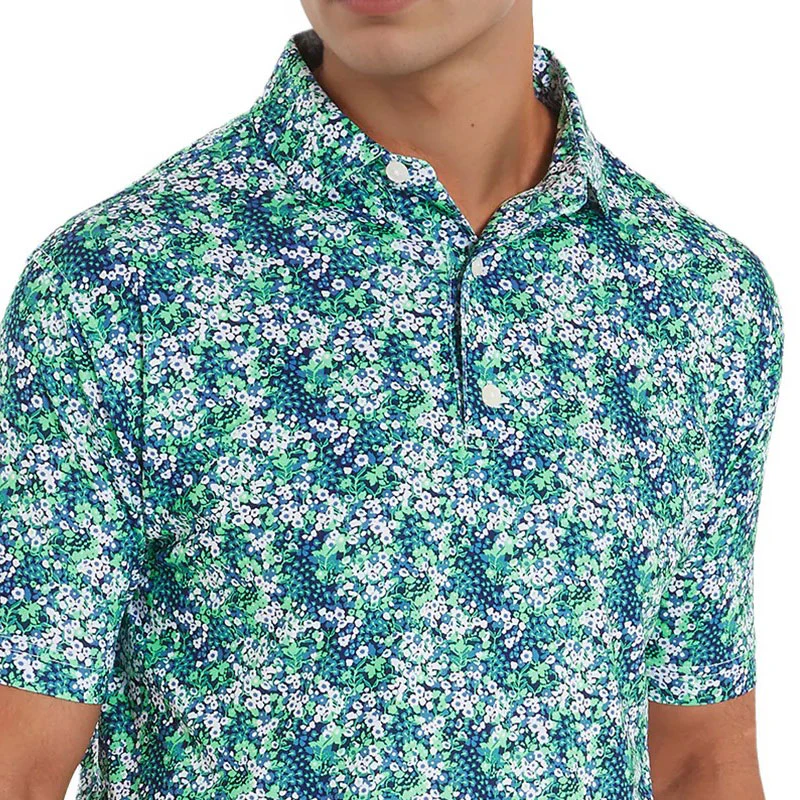 FOOTJOY Garden Print Lisle Men's Polo (Navy) - Image 3
