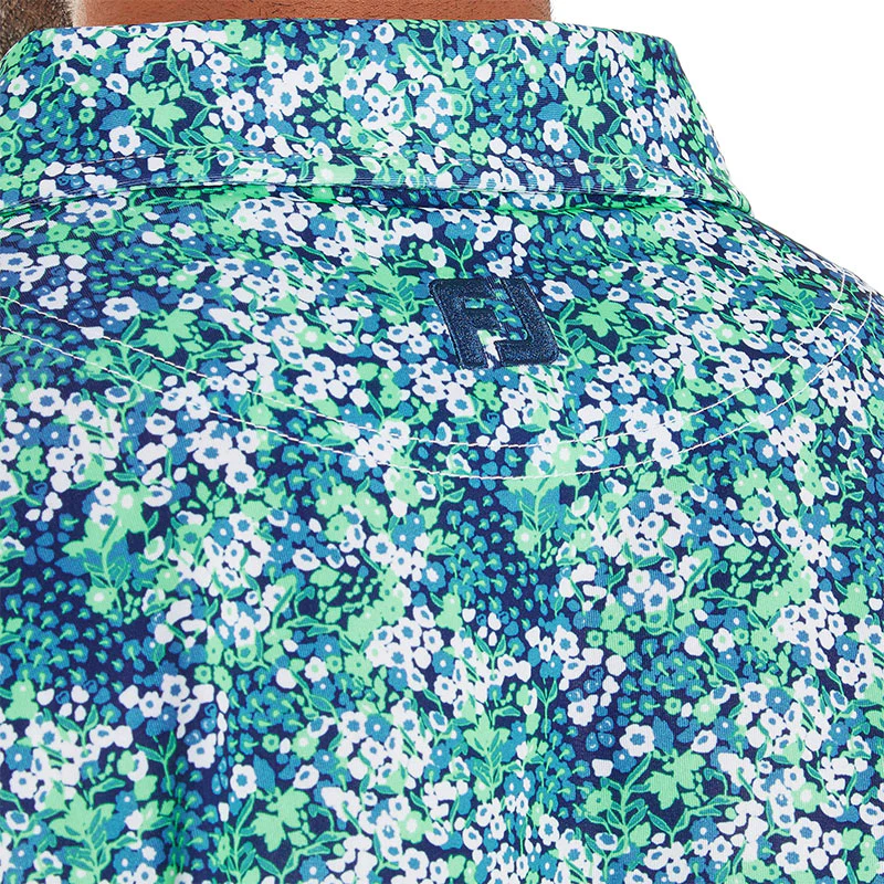 FOOTJOY Garden Print Lisle Men's Polo (Navy) - Image 4