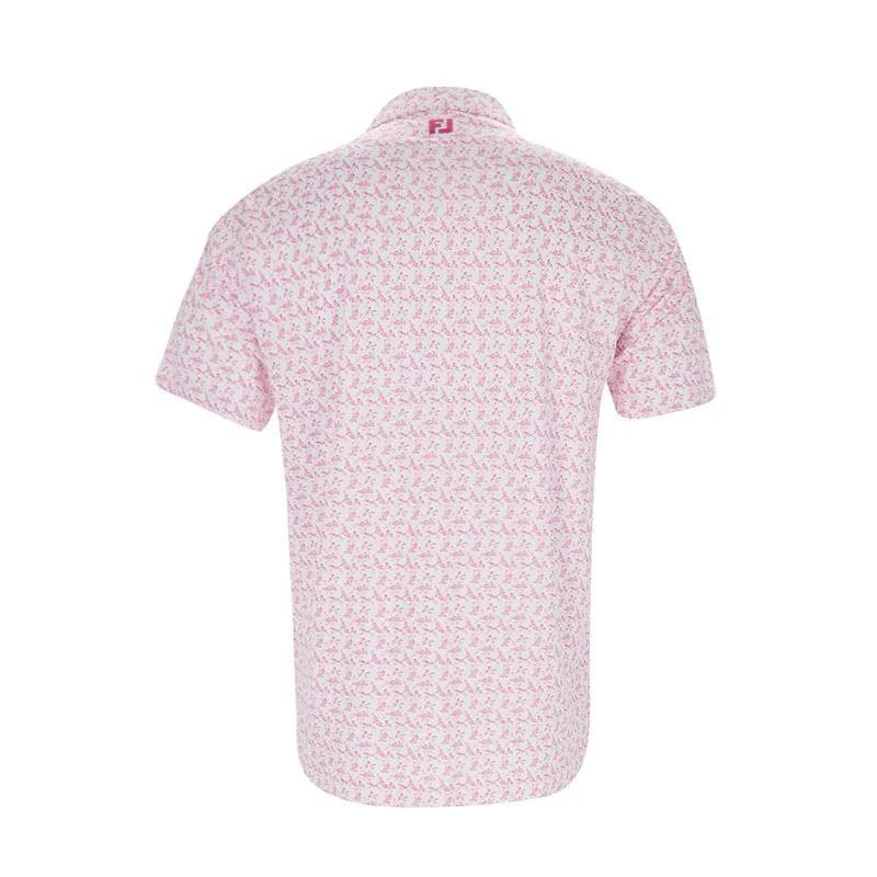 FOOTJOY Vintage Floral Lisle Men's Polo (White/Magenta) - Image 2