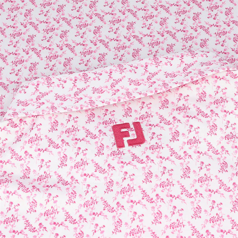 FOOTJOY Vintage Floral Lisle Men's Polo (White/Magenta) - Image 4