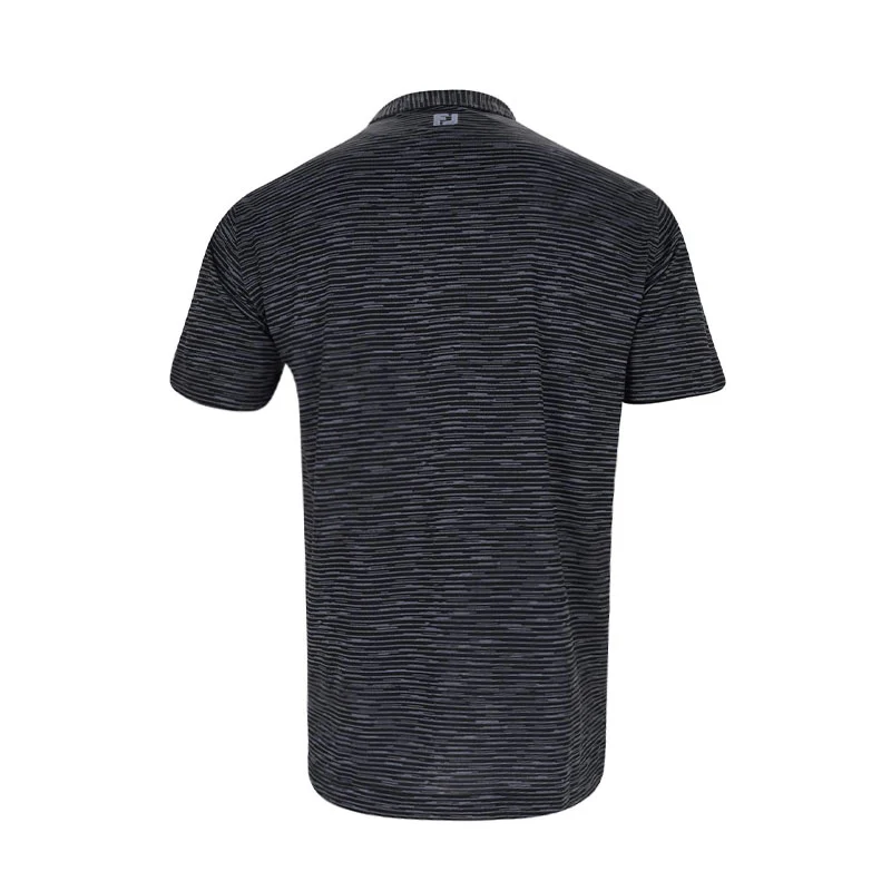 FOOTJOY Broken Stripe Print Men's Pique Polo (Black) - Image 2