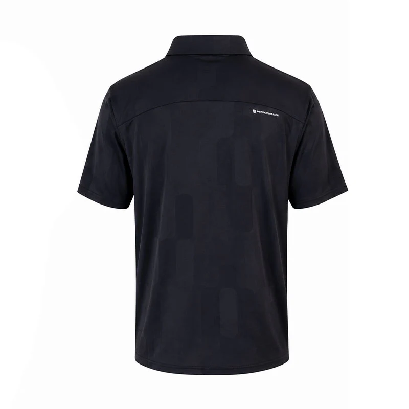 MALBON GOLF Performance Mesh Paneled Men's Polo (Black) - Image 2