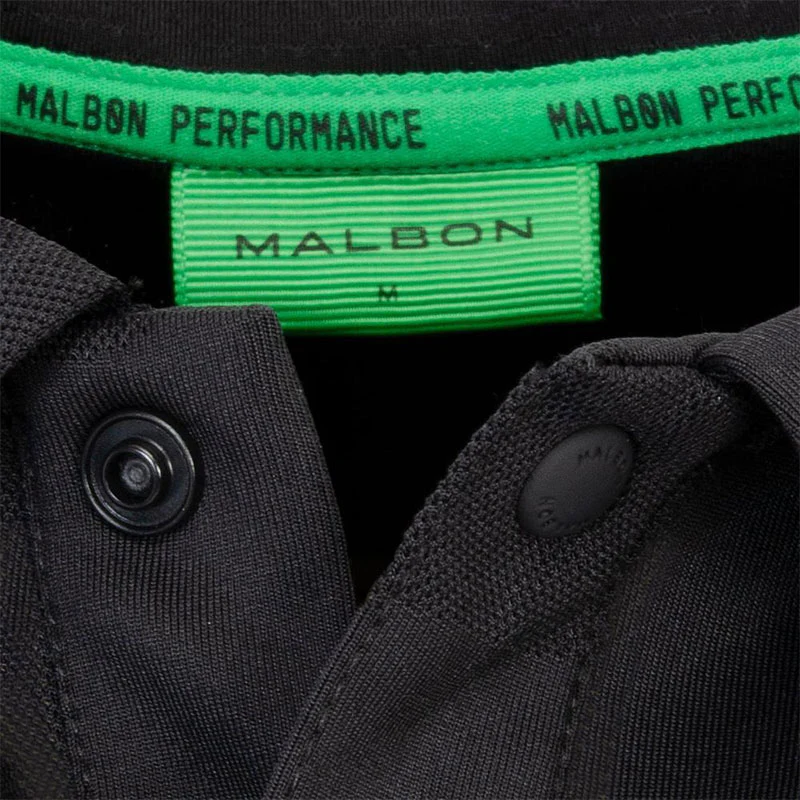 MALBON GOLF Performance Mesh Paneled Men's Polo (Black) - Image 3