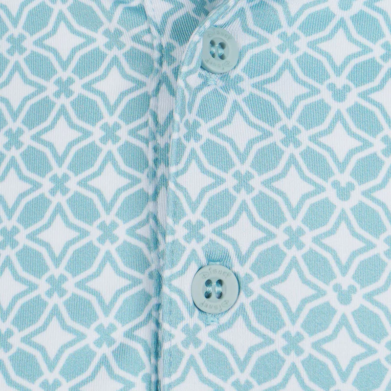 DISNEY Mickey Mouse Honeycomb Print Men's Polo (Blue/White) - Image 3
