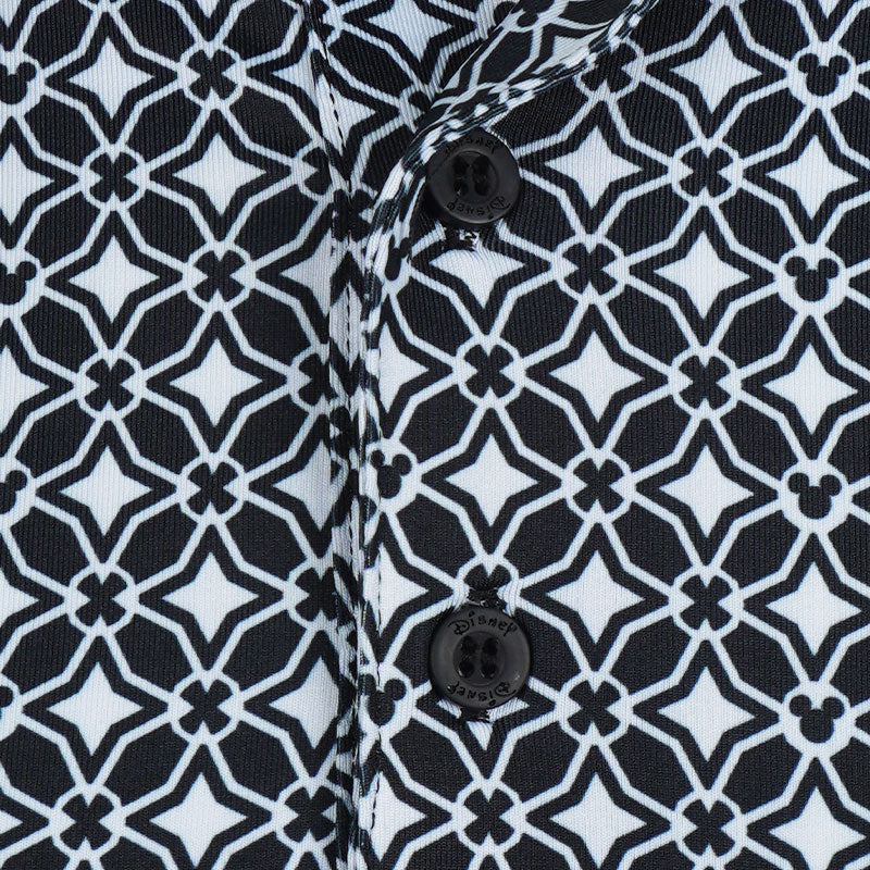 DISNEY Mickey Mouse Honeycomb Print Men's Polo (Black/White) - Image 3