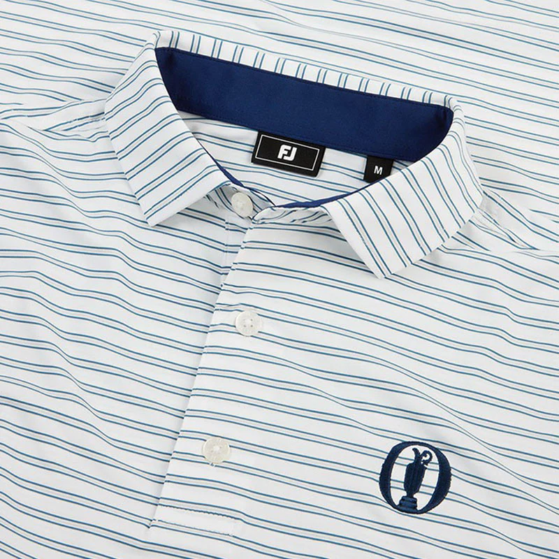 FOOTJOY 2025 Open Stripe Lisle Men's Polo (White/Black) - Image 3