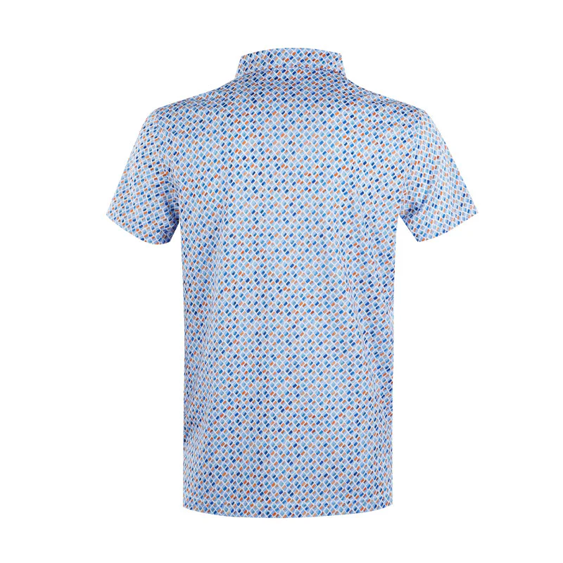 CUTTER & BUCK Mercerized Box Line Print Men's Polo (Blue/Brown) - Image 2