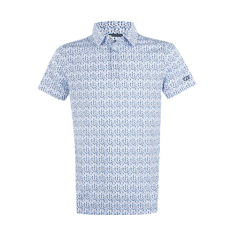 CUTTER & BUCK Mercerized Diamond Print Men's Polo (White/Blue)