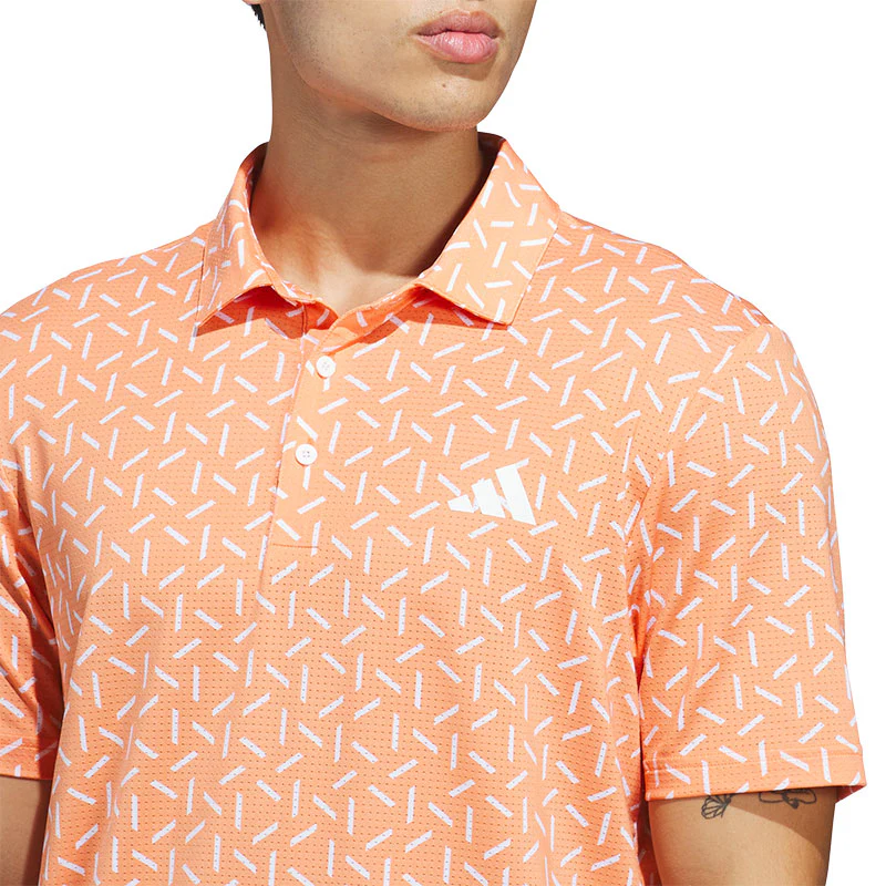 ADIDAS Ultimate365 Mesh Print Climacool Men's Polo (Orange) - Image 3