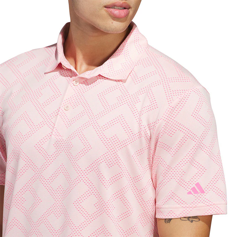 ADIDAS Ultimate365 Jacquard Men's Polo (Pink) - Image 3