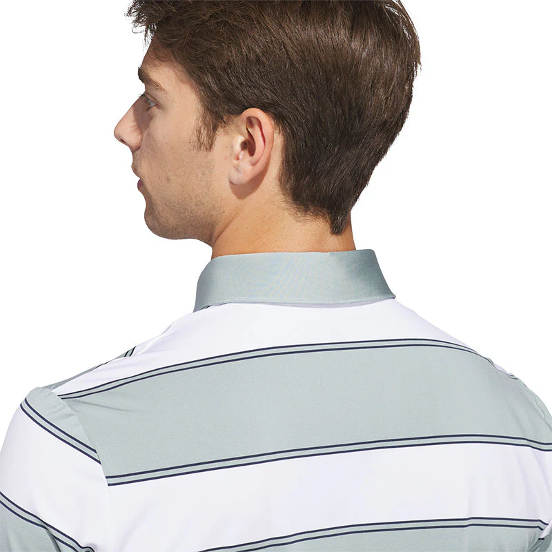 ADIDAS Ultimate365+ Jumbo Stripe Climacool Men's Polo (White/Green) - Image 4