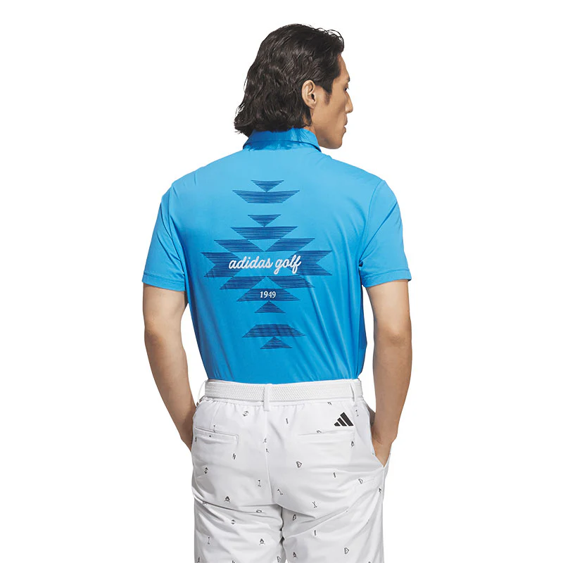 ADIDAS Back Print Men's Polo (Blue) - Image 2