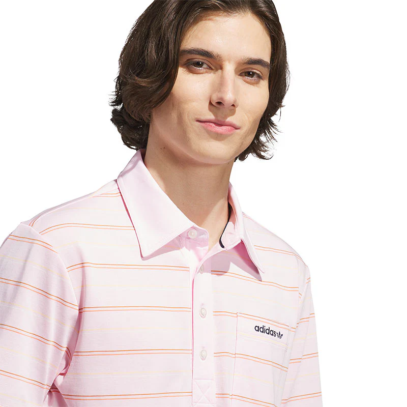 ADIDAS Originals Archive Stripe Men's Polo (Pink) - Image 3