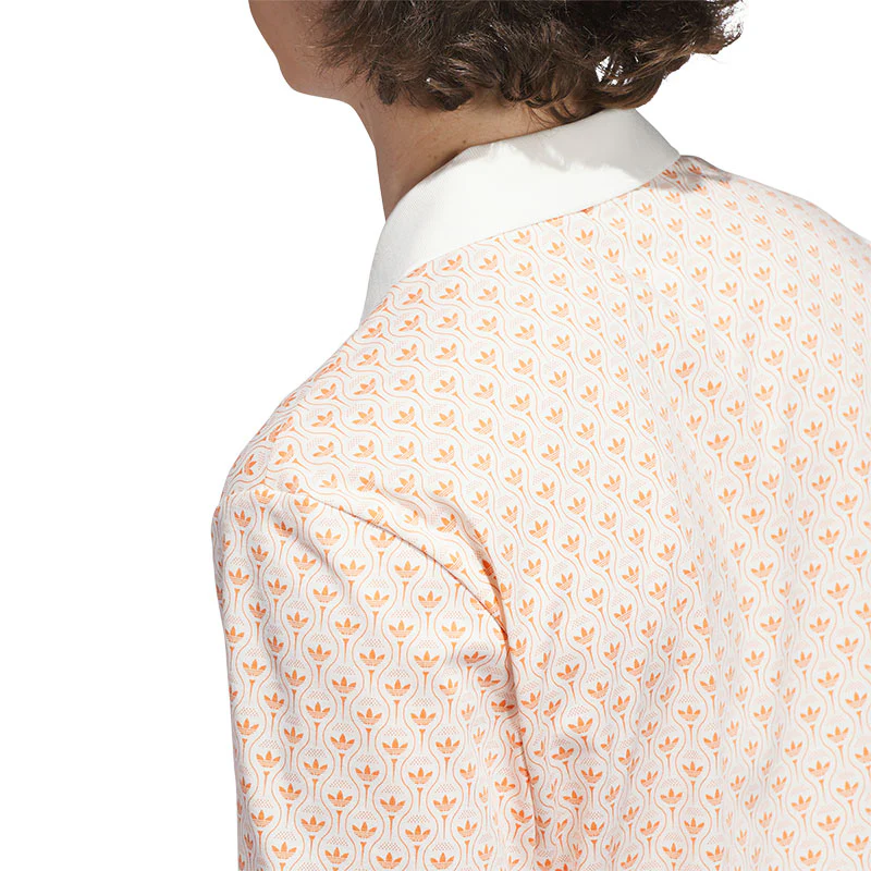 ADIDAS Originals All Over Trefoil Men's Polo (White/Orange) - Image 4