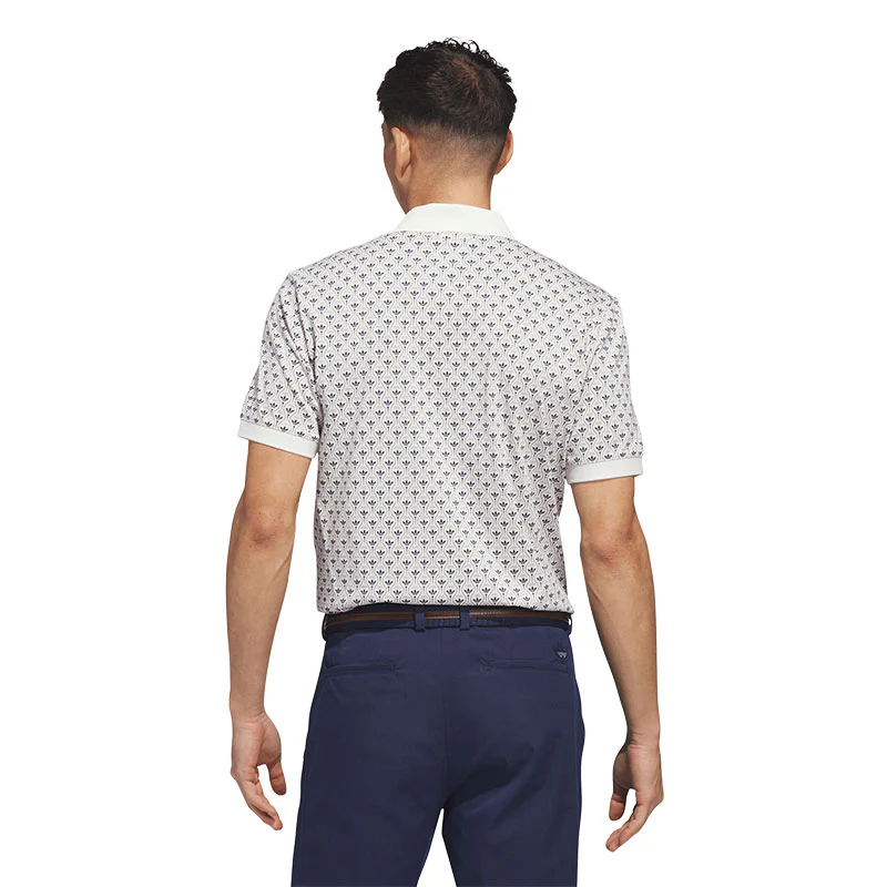 ADIDAS Originals All Over Trefoil Men's Polo (White/Indigo) - Image 2
