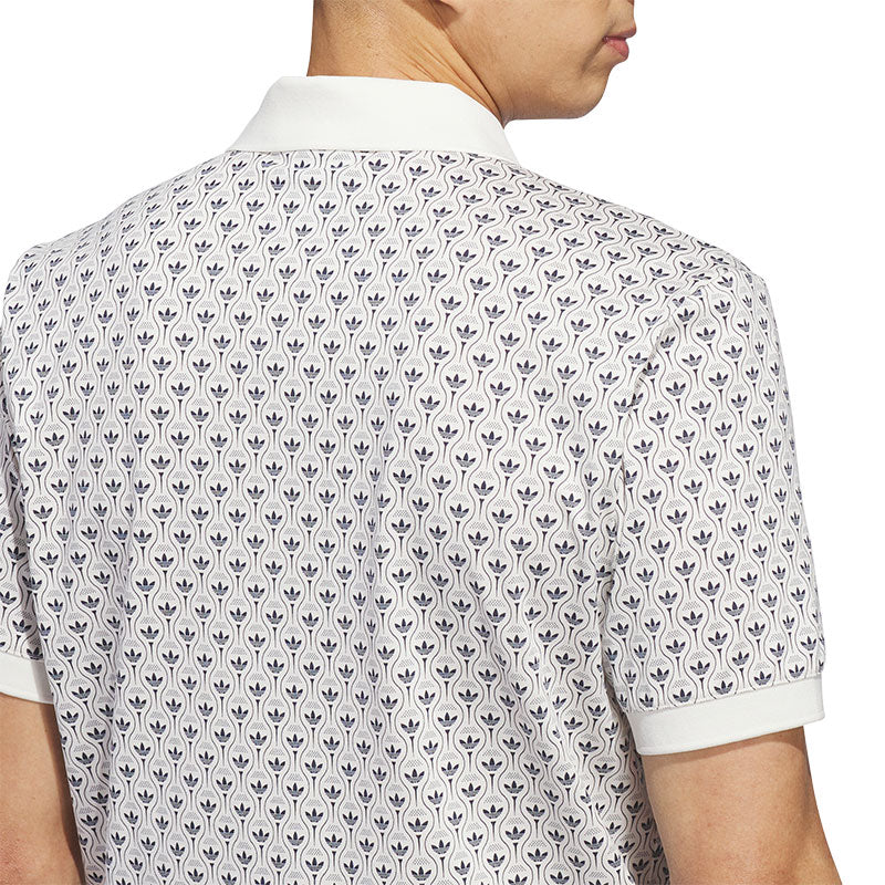 ADIDAS Originals All Over Trefoil Men's Polo (White/Indigo) - Image 4