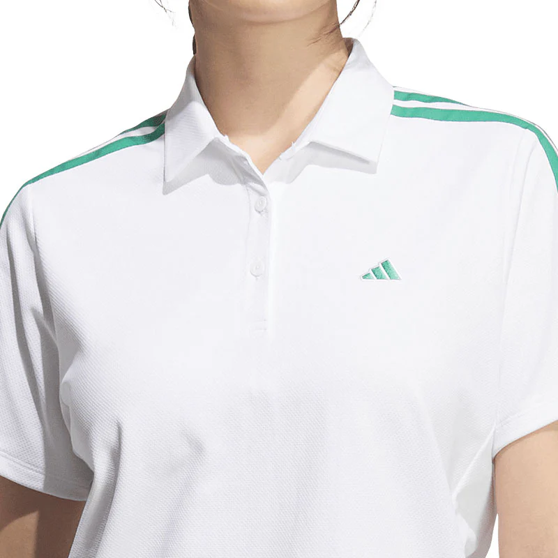 ADIDAS 3-Stripes Climacool Women's Pique Polo (White) - Image 3