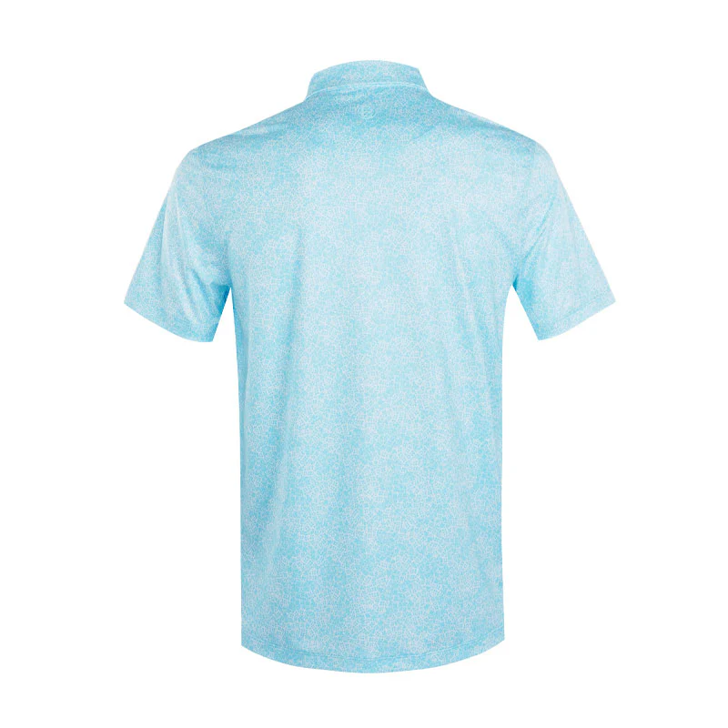 GFORE Hydrangea Print Men's Tech Jersey Polo (Cenote) - Image 2