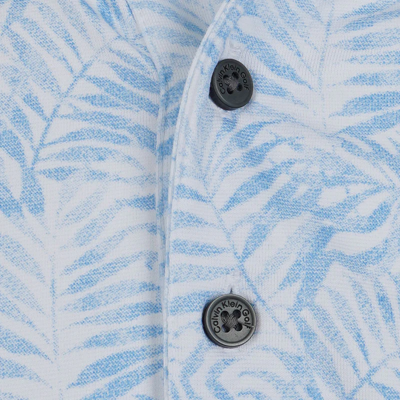 CALVIN KLEIN Palm Print Men's Polo (Dusty Blue) - Image 3