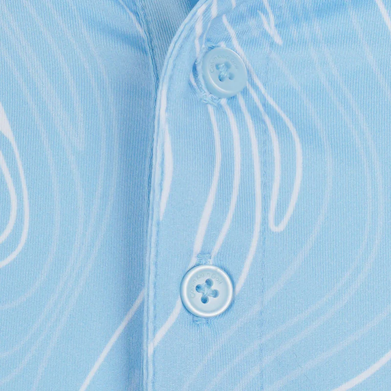 CALVIN KLEIN Marble Print Men's Polo (Blue Bell) - Image 3