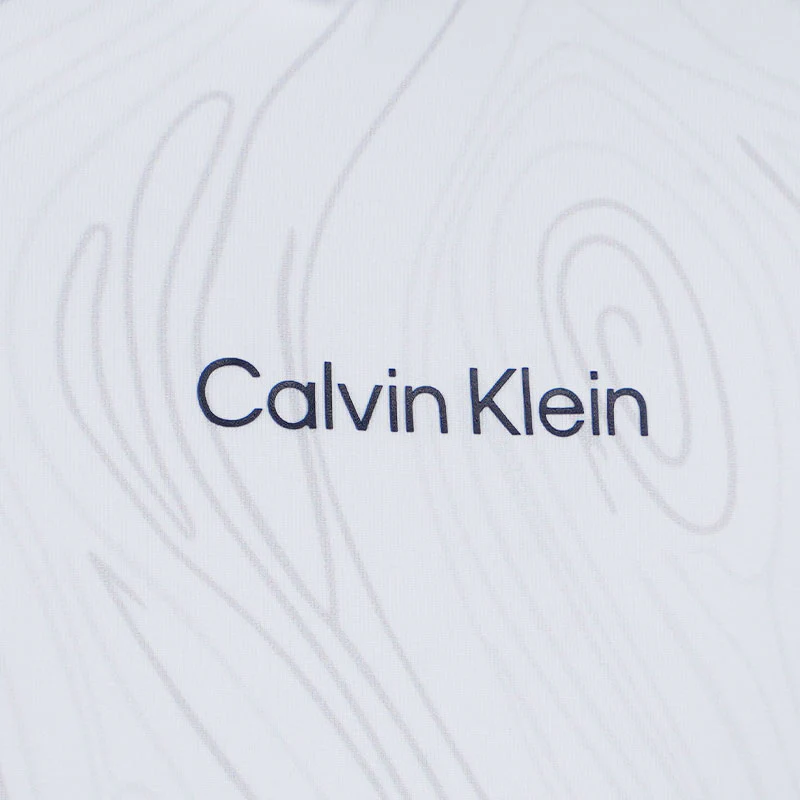 CALVIN KLEIN Marble Print Men's Polo (White) - Image 4