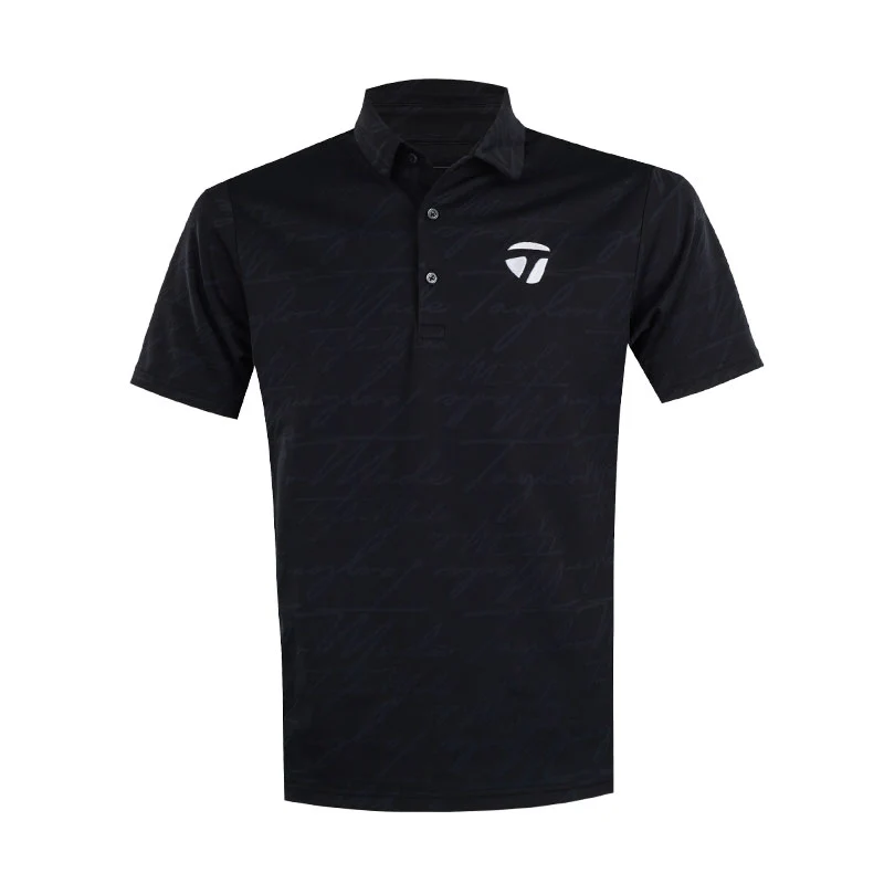 TAYLORMADE Script Jacquard Men's Polo (Black)