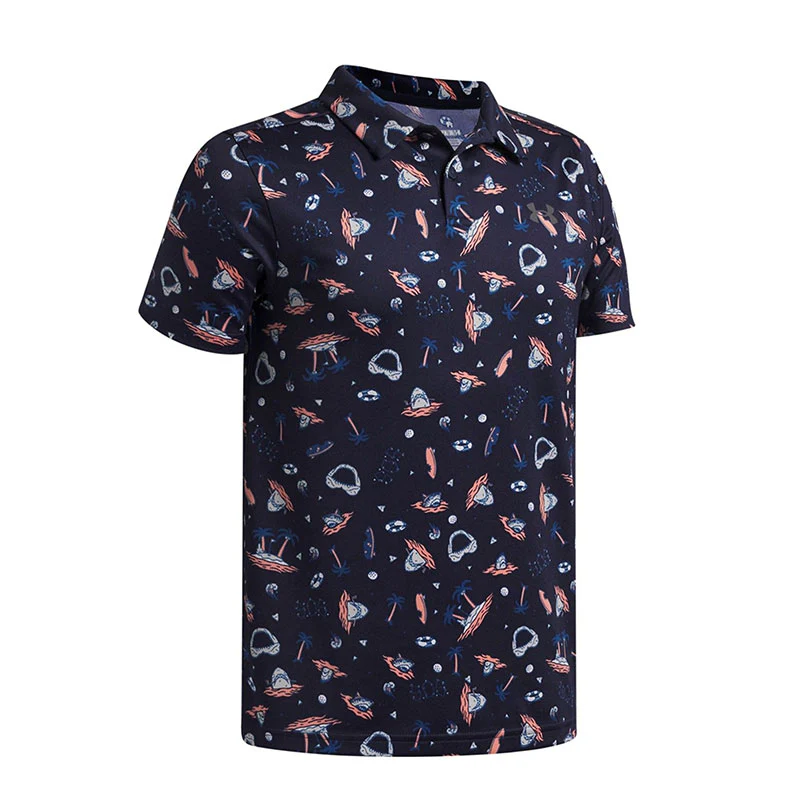 UNDER ARMOUR Matchplay Printed Boy's Polo (Navy/Pink) - Image 3