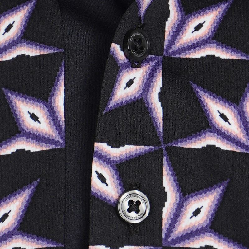 UNDER ARMOUR ArmourDry Printed Men's Polo (Black/Posh/Pink) - Image 3