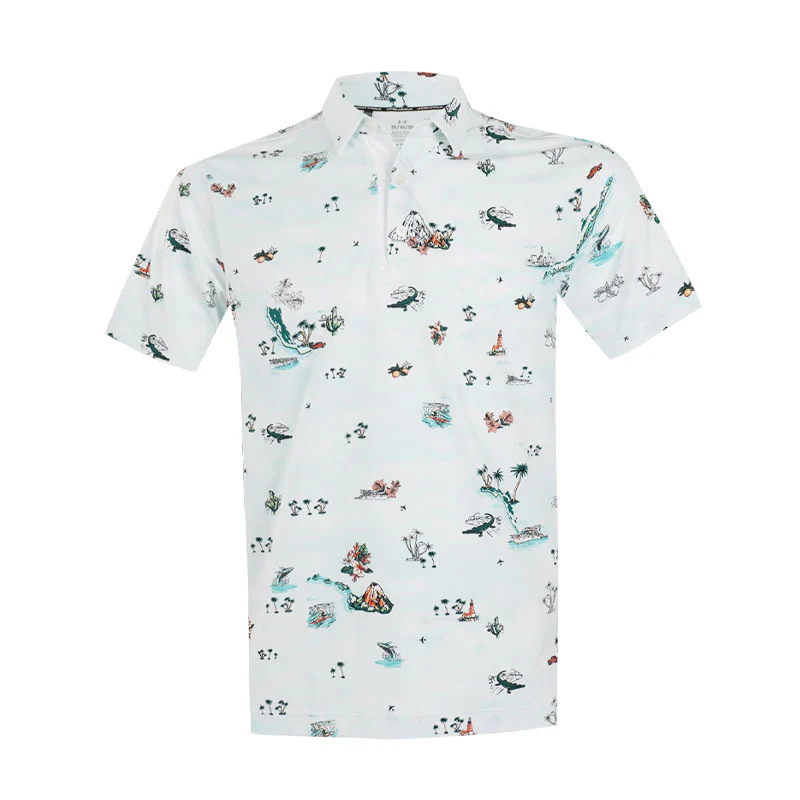 UNDER ARMOUR ArmourDry Golf Trip Printed Men's Polo (White/Green)