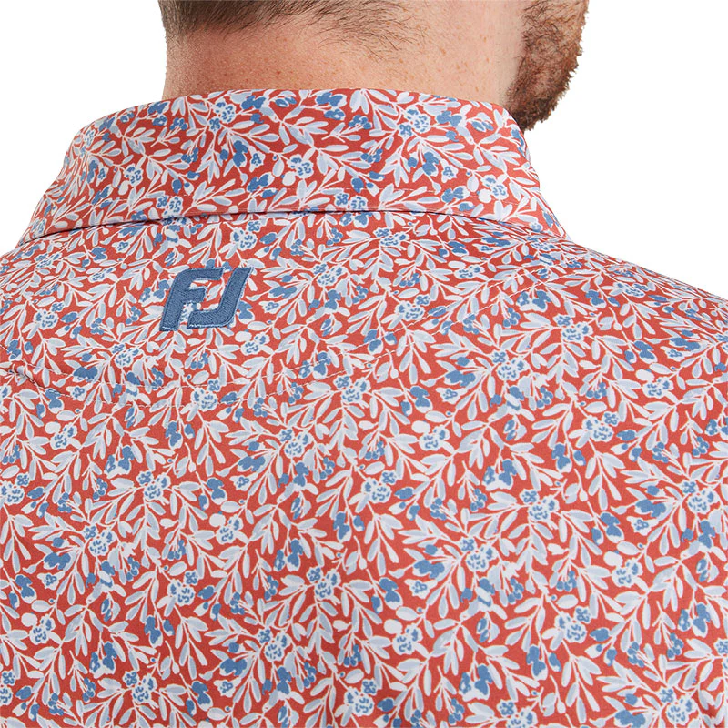 FOOTJOY Meadow Print Lisle Men's Polo (Red) - Image 4