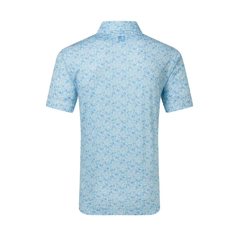 FOOTJOY Meadow Print Lisle Men's Polo (Blue) - Image 2