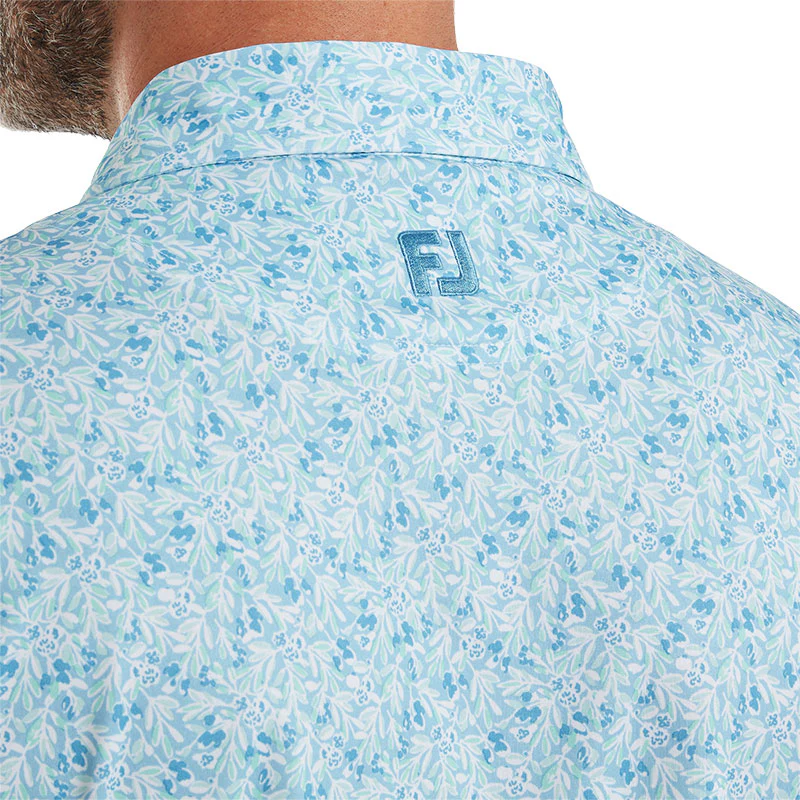 FOOTJOY Meadow Print Lisle Men's Polo (Blue) - Image 4