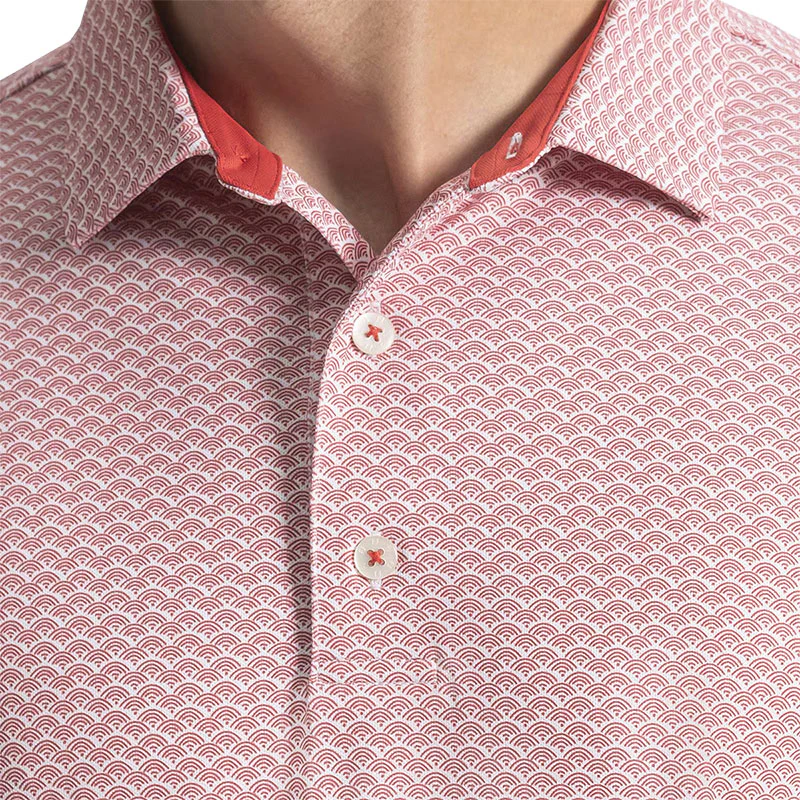 FOOTJOY Scallop Geo Pique Men's Polo (Red) - Image 3
