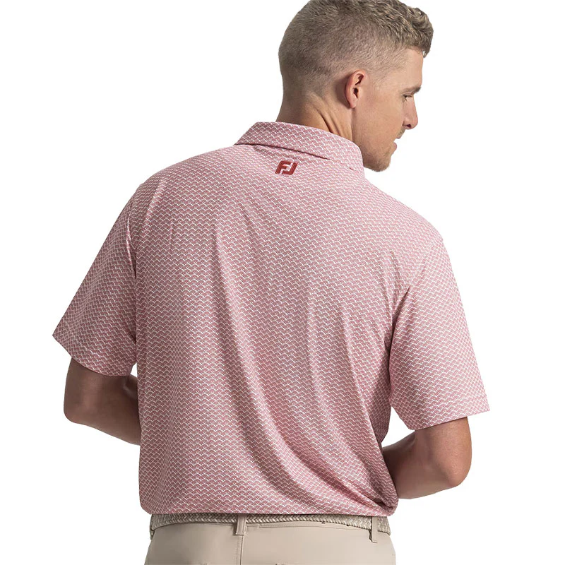 FOOTJOY Scallop Geo Pique Men's Polo (Red) - Image 4