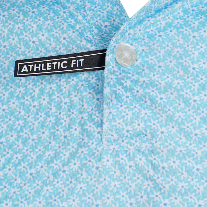 FOOTJOY Floral Mark Lisle Men's Polo (Blue) - Image 3