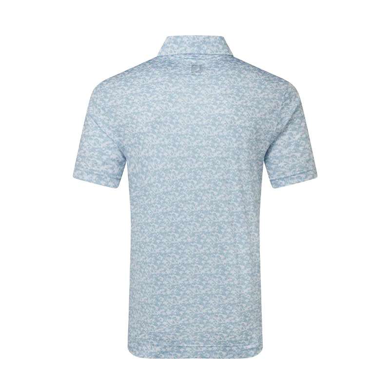 FOOTJOY Hidden Palm Print Lisle Men's Polo (White/Blue) - Image 2